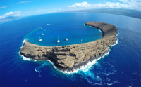 Molokini with Boats in the Cove